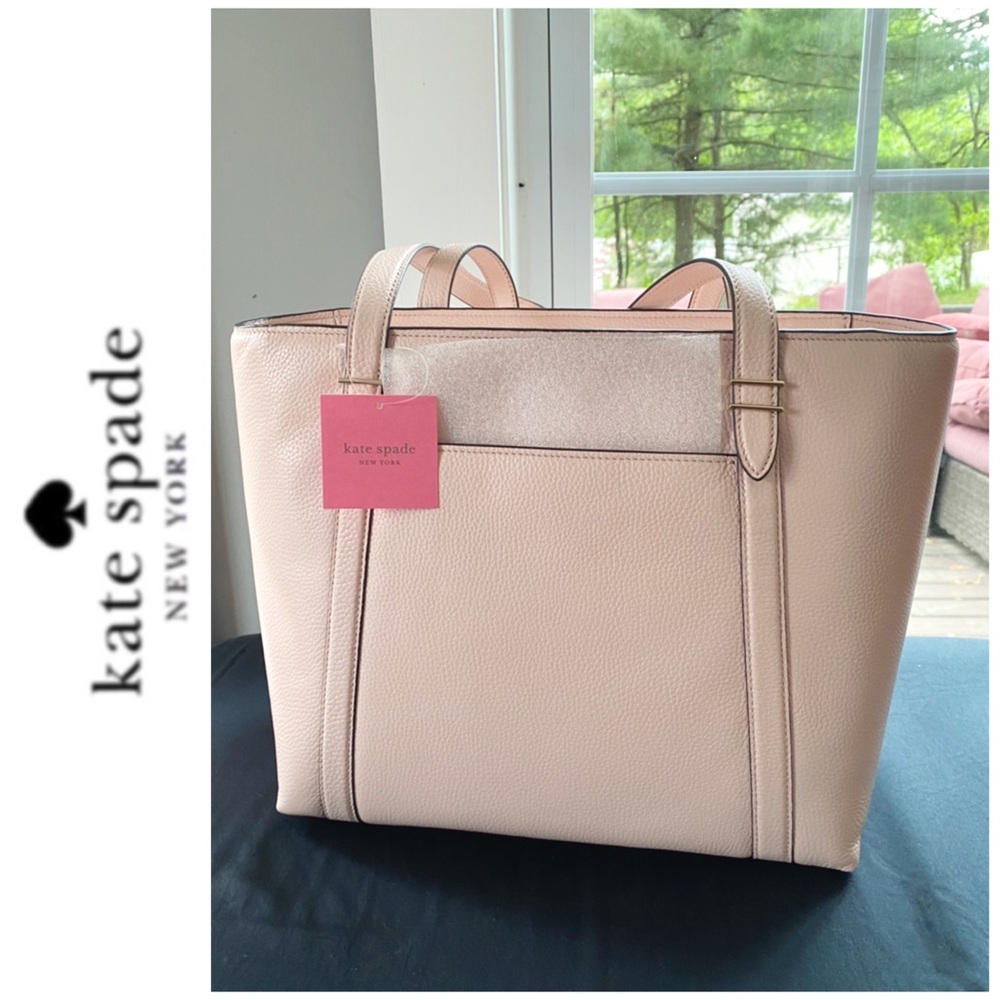 NWT Kate Spade genuine leather zip tote blush - Picture 4 of 6